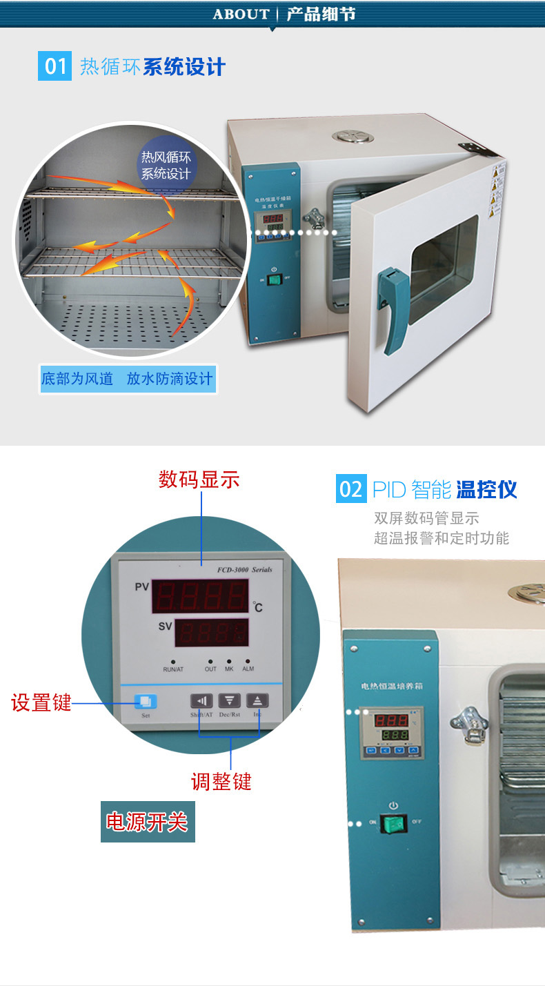 101-1A电热鼓风干燥箱三面鼓风 温度误差少(图4)