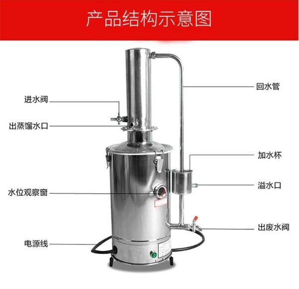 10L/h蒸馏水机设备功率尺寸(图1)